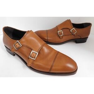 New Hawes Curtis Shoes Double Monk Strap Brown Tan Leather 9 UK 9.5 US